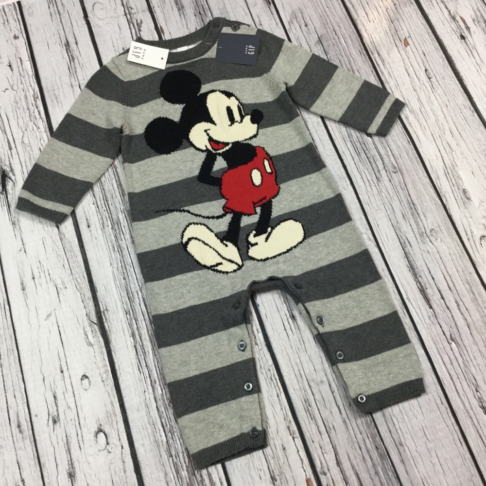 Gap Boys 0 3 Month Mickey Sweater Romper - Picture 2 of 4